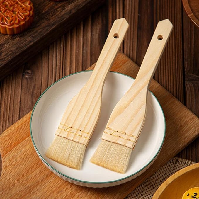 STOBAZA Wooden Handle Oil Brush 4 Pack Pastry Brushes for Baking Bbq Basting Brush for Grilling Kitchen Cooking Tool for Spreading Sauce Butter and Marinade