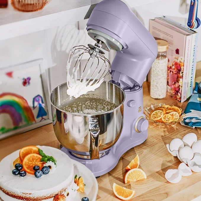 Beautiful 5.3QT Stand Mixer, 300W, 12 Speeds, Tilt-Head, Dishwasher-Safe, Splash Shield, Stainless Steel Bowl, Premium Matte Finish, for Baking & Cooking (Lavender)