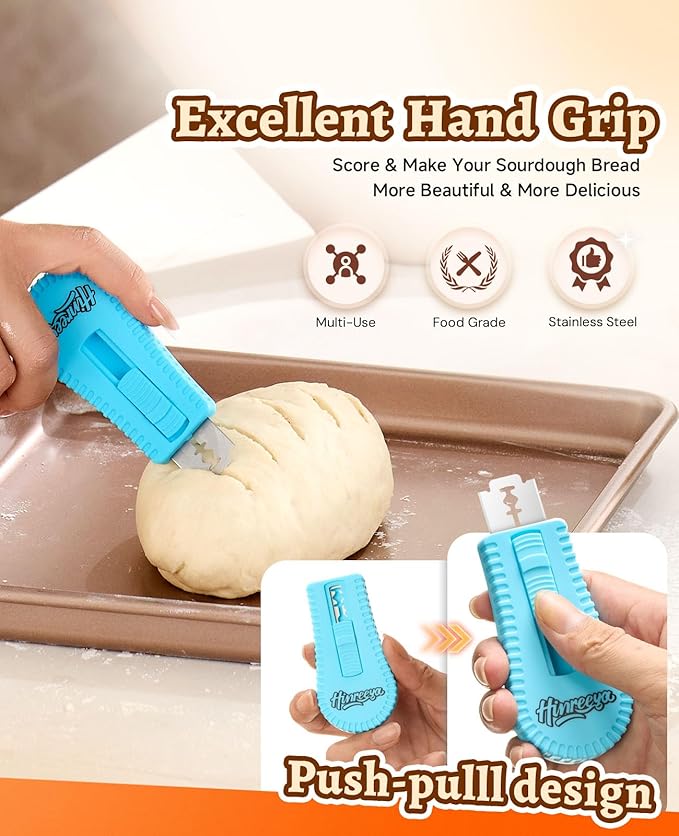 Extractable & Magnetic Bread lame Dough Scoring Tool, Professional Sourdough Bread Baking Supplies & Bread Knife for Sourdough - Scoring Patterns Booklet & 5 Razor Blades