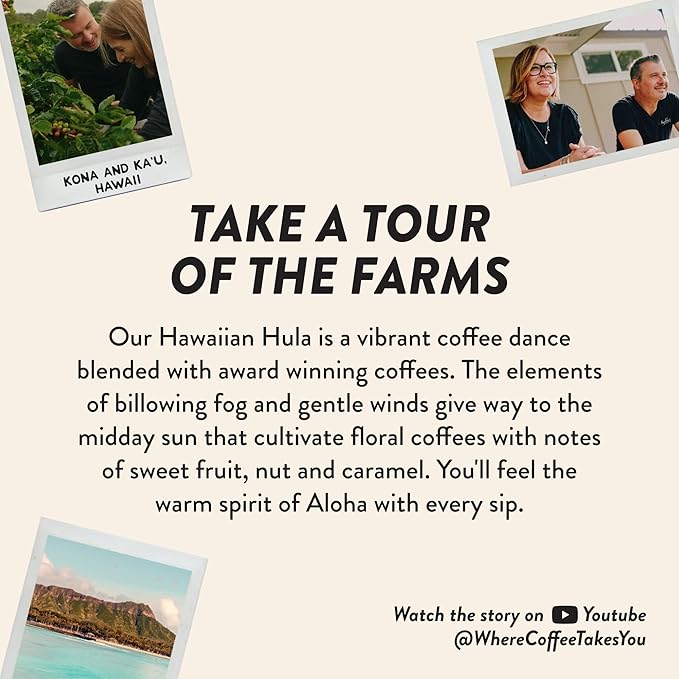 Angelino's Coffee Hawaiian Hula Reserve Whole Bean Hawaiian Coffee Blend, Medium Roast with Chocolaty Notes and Floral Undertones - Premium Hawaii Coffee Beans Blend