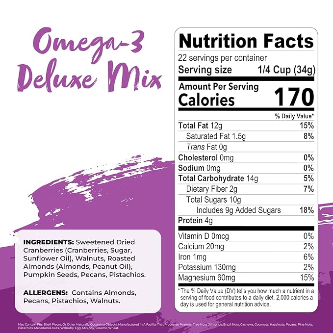 Nature's Garden Omega-3 Deluxe Mix - Power Up, Heart Healthy, Gluten Free, Antioxidant Rich, Cholesterol Free, Sodium Free, No Artificial Ingredients – 26 Oz Bag (Pack of 4)