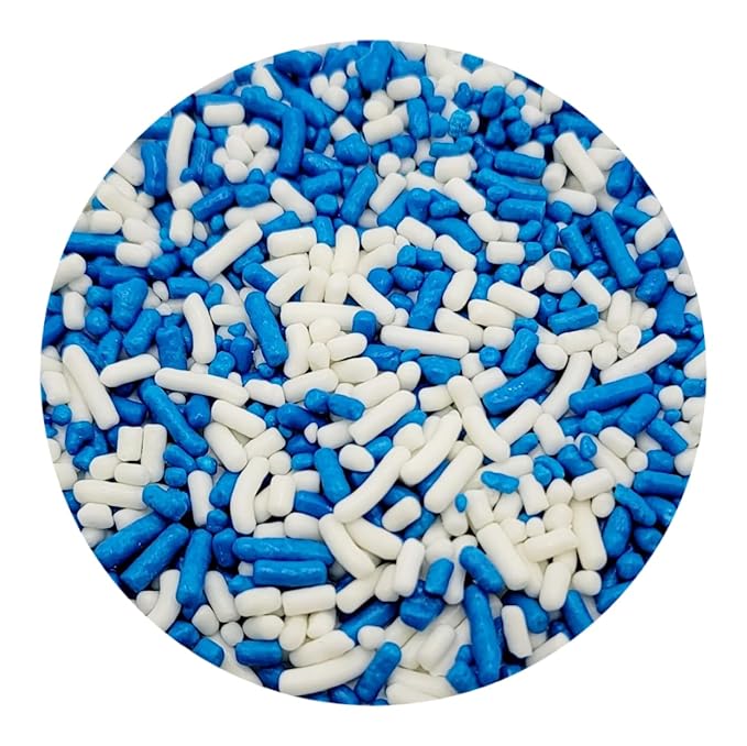 NCS Blue and White Edible Jimmies Sprinkles, 8 ounces