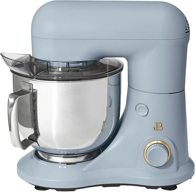 Beautiful 5.3 QT Stand Mixer w/Tilt-Head Design, Stainless Bowl, 300-Watt Power, 12-Speed Control, Includes Beater, Dough Hook, Whisk, Splash Shield (Cornflower Blue)