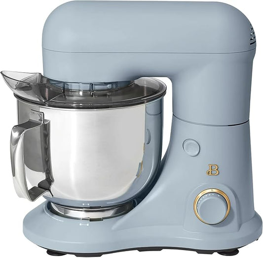Beautiful 5.3 QT Stand Mixer w/Tilt-Head Design, Stainless Bowl, 300-Watt Power, 12-Speed Control, Includes Beater, Dough Hook, Whisk, Splash Shield (Cornflower Blue)