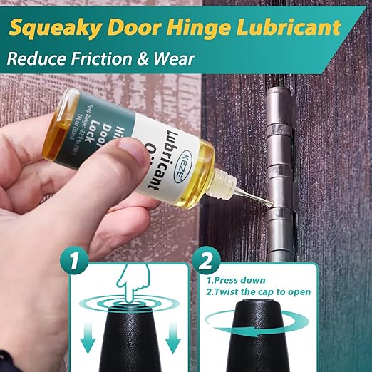 Keze Squeaky Door Hinge Lubricant Knife Pivot Oil for Door Hinge Oil for Lock Scissors Watch Keyhole Knife Lube Synthetic Pocket Knife Lubricant with Needle Oiler 1 oz, 2 Pcs
