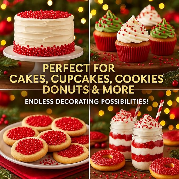 Confect Red Sprinkles Mix – Valentine’s Day, Birthday Cake & Cupcake Decoration – Includes Dragees, Jimmies & Sparkling Sugar –Edible Dessert Topping-Vegan, Gluten-Free, Nut-Free, Soy-Free, Dairy-Free, Palm Oil-Free- 5 Oz
