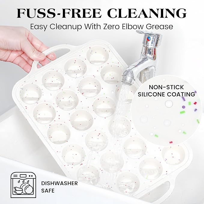3 Pcs Silicone Baking Pan Set - Including 1 Pc Mini Loaf Pan, Standard Muffin Pan and Mini Muffin Pan - Silicone Cupcake Molds With Metal Reinforced Frame (Cream)