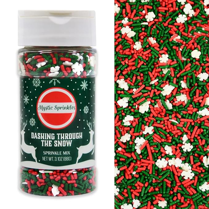 Mystic Sprinkles Christmas Holiday Sprinkle Mixes (Dashing Through the Snow Sprinkle Mix 3.1oz)