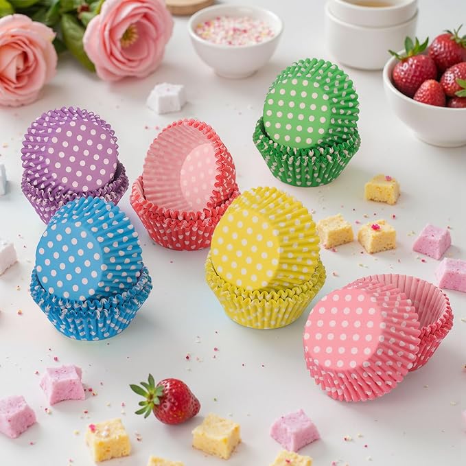 Standard Cupcake Liners 450 Count, Cute Polka Dots Paper Baking Cups Food Grade Disposable Cupcake Wrappers