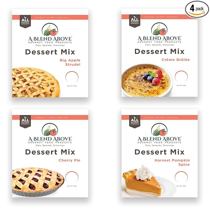 A Spice Above A Blend Above No-Bake Dessert Mixes, Best Sellers - Apple Pie, Creme Brulee, Cherry Pie, and Pumpkin