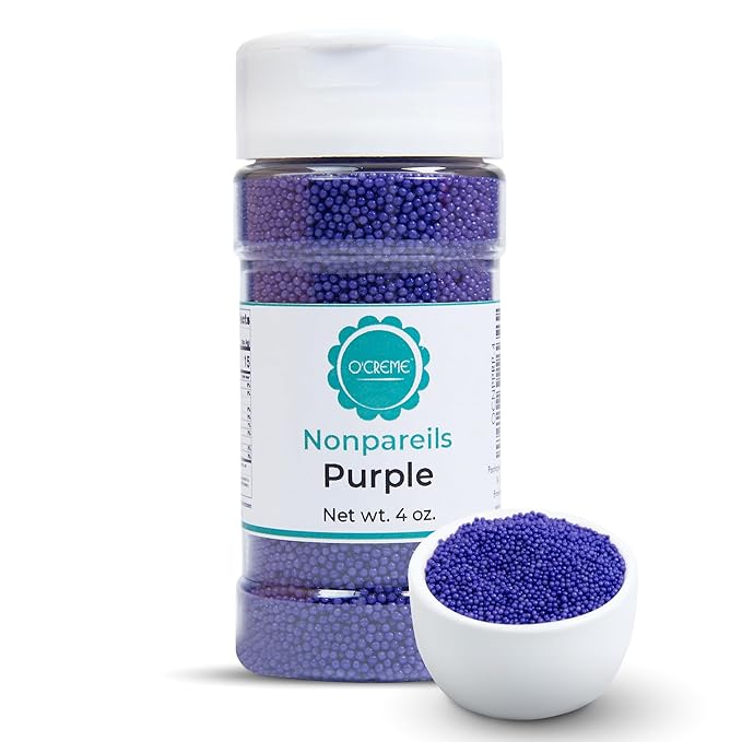 O’Creme Nonpareils Sprinkles – 4oz Purple Non Pareil Sprinkles – Colorful Sprinkles for Cake Decorating – Kosher Sprinkles for Ice Cream, Cookies, Cupcakes, Baked Goods