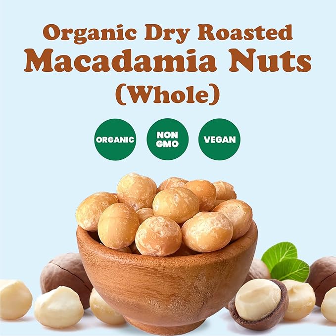 Food to Live Organic Dry Roasted Whole Macadamia Nuts, 8 Pounds – Unsalted, Delicious and Nutritious Snack Made from Premium Non-GMO Nuts, Perfect for Keto and Paleo Diet. Rich Butter Flavor. Kosher