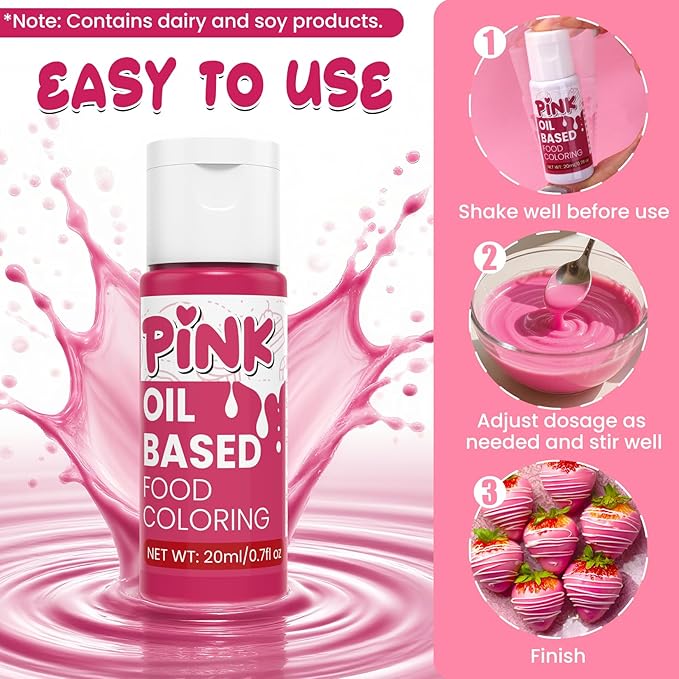 Oil Based Food Coloring - 10 Colors x 20ml Food Coloring for Chocolate, High Concentration Food Grade Food Dye for Baking, Candy, Icing, Fondant, Cake Decoration - 0.7 Fl.Oz/bottles