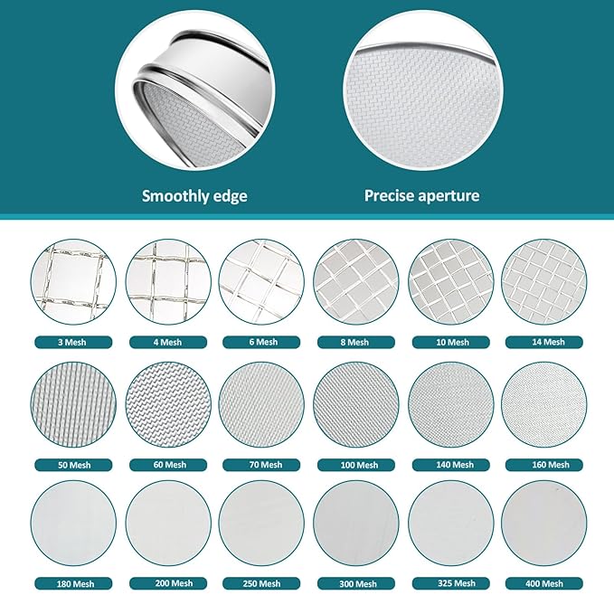 304 Stainless Steel Lab Sieve Screen Mesh, 10 Mesh (2mm) Aperture Test Sieve, 12Inch(30cm) Diameter Economy Standard Analysis Sample Test Sieves for Industrial Laboratory Homes