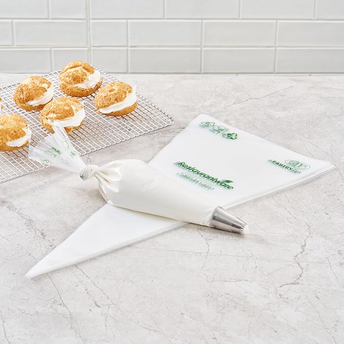 Restaurantware Pastry Tek 21 Inch Piping Bags 100 For Icing Pastry Bags - Disposable Food Grade Clear Plastic Decorating Bags Non Slip For Frosting Cupcakes Cakes And Pies