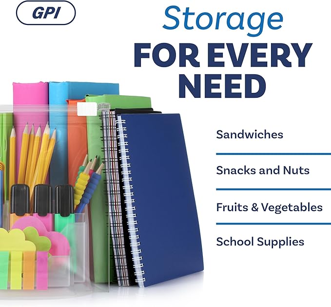 1000 Count - Slider Zip Food Storage Sandwich Bags, 7" x 9" 3 Mil Heavy Duty, Strong & Durable For Freezer Storage, For Sandwiches, Snacks & More. GPI