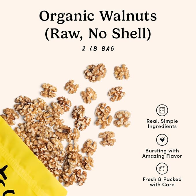 Roasted Cashews (Lightly Salted, 2lb) & Organic Walnuts (Raw, No Shell, 2lb) – Vegan, Gluten-Free Snacks – Rich in Protein, Fiber, Healthy Fats – Perfect for On-the-Go, Office, & Home Snacking