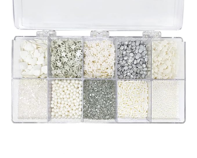 Mystic Sprinkles Christmas Holiday sprinkle Decorating Kits (Dreaming of a White Christmas in Silver Sprinkle Decorating Kit 7oz)
