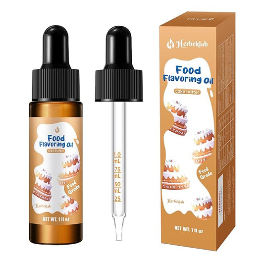 Cake Batter Flavoring Extract – 1 fl oz Concentrated Food Flavoring Oil for Baking, Candy Making, Lip Gloss & Desserts, with Glass Dropper
