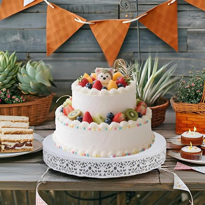 MTJYQTF White Cake Stand Set - 16 in Metal Round Cupcake Dessert Stand with Cake Cutting & Cake Spatula for Party, Candy Table Display for Wedding Birthday Baby Shower CS003-16pan-white