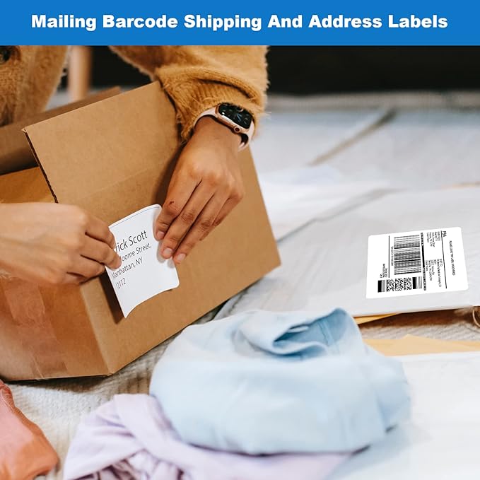BESTEASY Sticker Labels Compatible Laser/Ink Jet Shipping Labels (8000 sheets, 6 up-3-1/3" x 4")