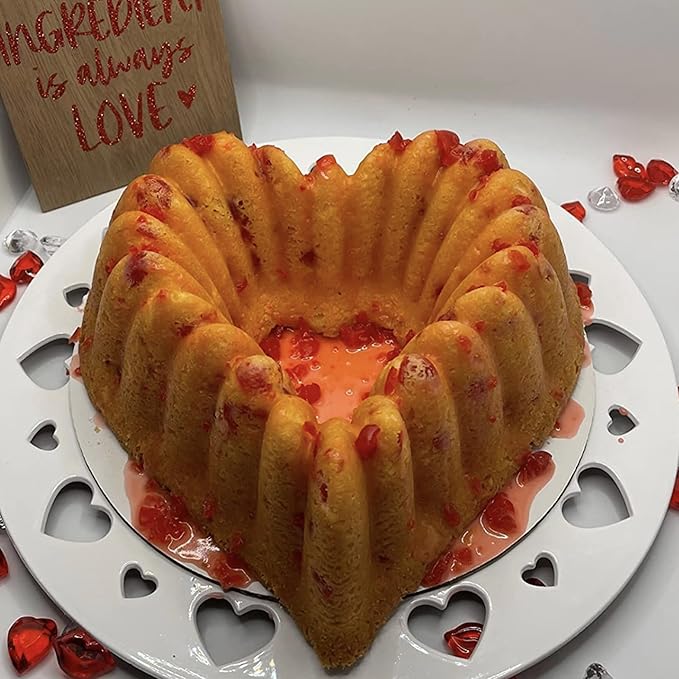 Kundalini Heart Cake Pan Red 10inch Non-Stick Heavy Duty Cake Pan for Christmas Wedding Valentine’s Day Party