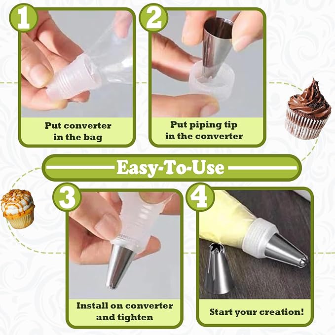 FANTEXY 29 Pieces Piping Tips Set, Cake Decorating Supplies with 26 Icing Piping Kits 2 Flower Nails, 1 Couplers, Frosting Icing Kit for Cake, Cupcake with Storage Box