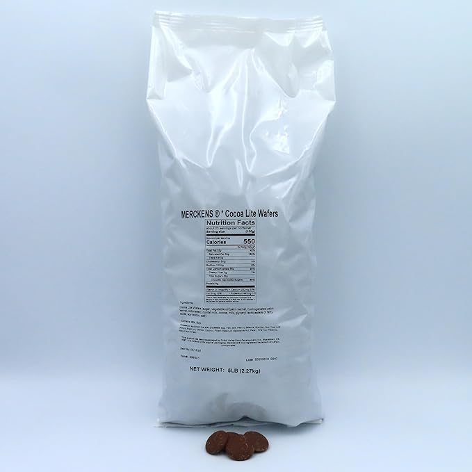 MERCKENS Coating Wafers, Milk Melting Chocolate, Cocoa Lite, 5 Pound Package