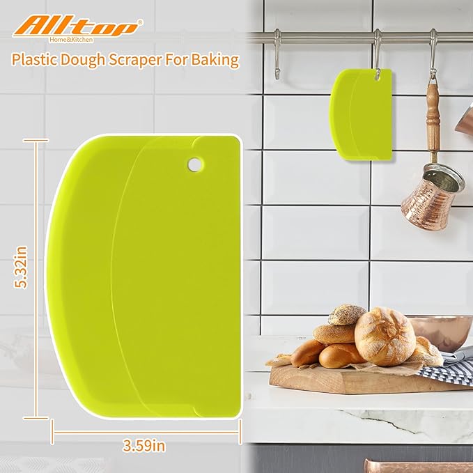 ALLTOP Multipurpose Bench Scraper, Bread & Dough Cutter for Baking – Premium Hard Plastic Bowl Scraper – Essential Kitchen Tools for Homemade Bread & Pastry