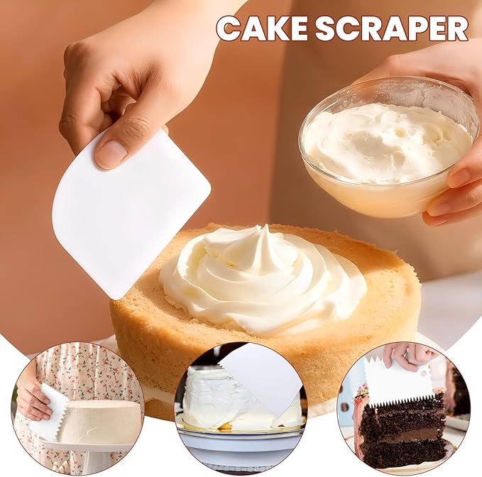7 PCS Plastic Bowl Scrapers for Bread Dough, Flexible Cake Scraper Smoother, Plastic Bench Dough Bread Scraper, Flexible Cake Decorating Tools Bench Spatula for Baking Birthday DIY Kitchen