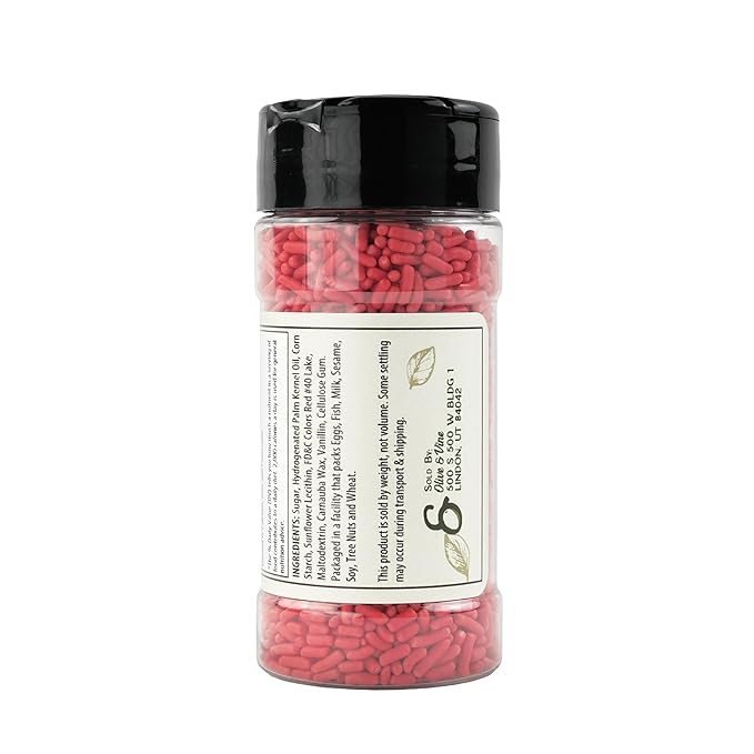 Olive & Vine Red Sprinkles, Sweet & Festive, For Baking & Decorating, Rich Tradition, Authentic Taste, For Global Recipes (3.2 Ounce)