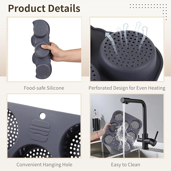 2 Pcs Hamburger Bun Molds, 8-Cup Burger Bun Pans with Spatula, Brush and Grab Glove, Silicone Egg Bite Molds, Silicone Muffin Pans for Baking, Dishwasher and Microwave Safe