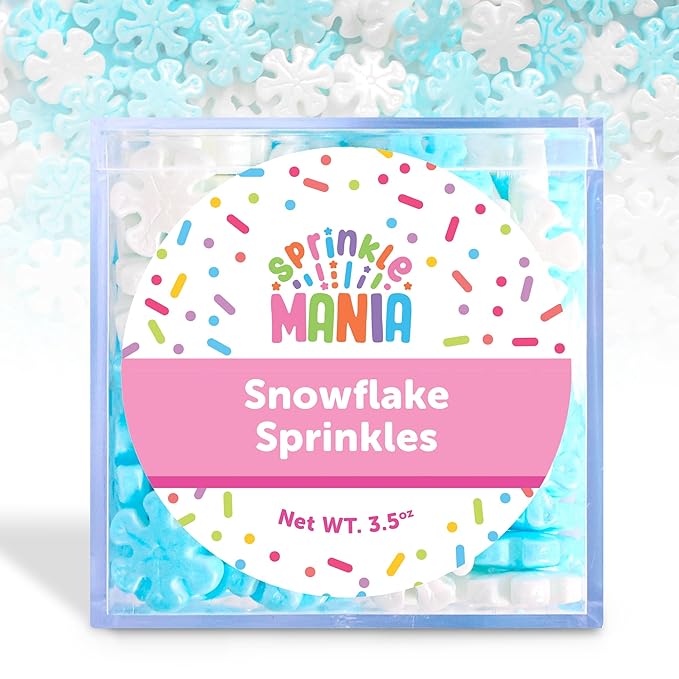 Snowflake Themed Christmas Sprinkles for Cookies – Our Winter Mix Includes Frosty Blue & White Snowflake Sprinkles ideal for Christmas Cake Decorations – Make Your Holiday Festive (Snowy)