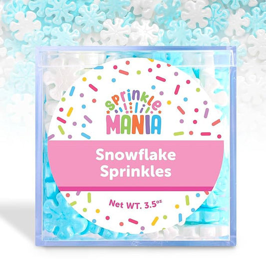 Snowflake Themed Christmas Sprinkles for Cookies – Our Winter Mix Includes Frosty Blue & White Snowflake Sprinkles ideal for Christmas Cake Decorations – Make Your Holiday Festive (Snowy)