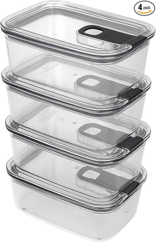 carrotez Clear Food Storage Containers with Easy-Open Lids, 2.7 Cup Ecozen Plastic Small Meal Prep Containers, Airtight, BPA-Free, Stackable, Reusable, Set of 4