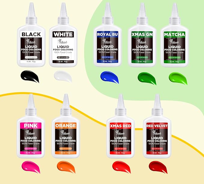 Liquid Food Coloring (Matcha), 70g × 3 Bottles Food-Grade Concentrated Flavorless Food Coloring Set, Vibrant Dye Ideal for Baking Cookies, Cake Decorating, Icing, Fondant, Easter Eggs, DIY Projects