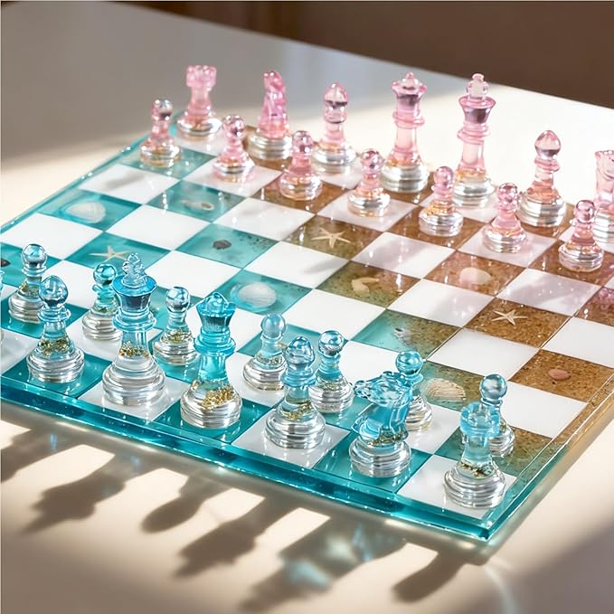 Resiners Chess Molds for Resin Casting, Resin Chess Set Mold for DIY Chess Board Game, Christmas Gifts, Chess Checkers & Chess Board Resin Molds (Checkers & Chess Board & Domino)