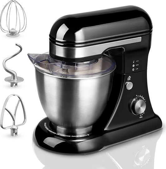 4.8QT Stand Mixer, 12-Speed Electric Kitchen Mixer with Tilt-Head, Stainless Steel Bowl, Egg Whisk, Dough Hook & Beater – Lightweight, Compact for Small Kitchens (Gray)