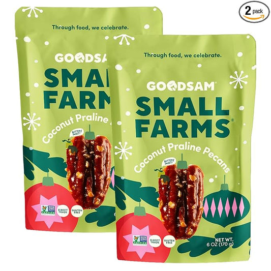 GoodSAM Coconut Praline Pecans | Holiday Snack | Non-GMO | Gluten-Free | Direct Trade | Supporting Small Family Farms | 6oz Pack of 2