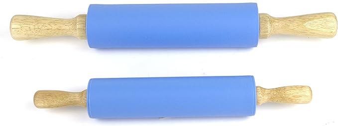 Silicone Rolling Pin for Baking Non-stick Rolling Pin Dough Roller Wooden Handle Kitchen Accessories Pastry Roller