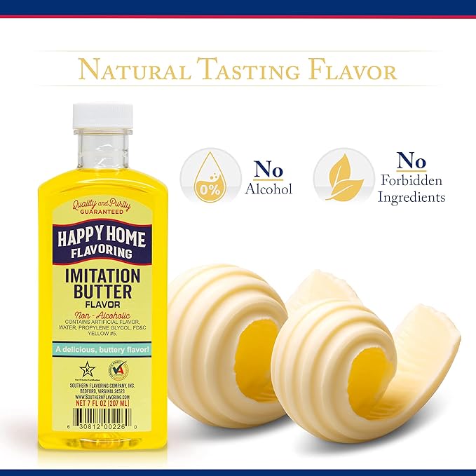 Happy Home Imitation Butter Flavoring, Non-Alcoholic, Certified Kosher, 7 oz.