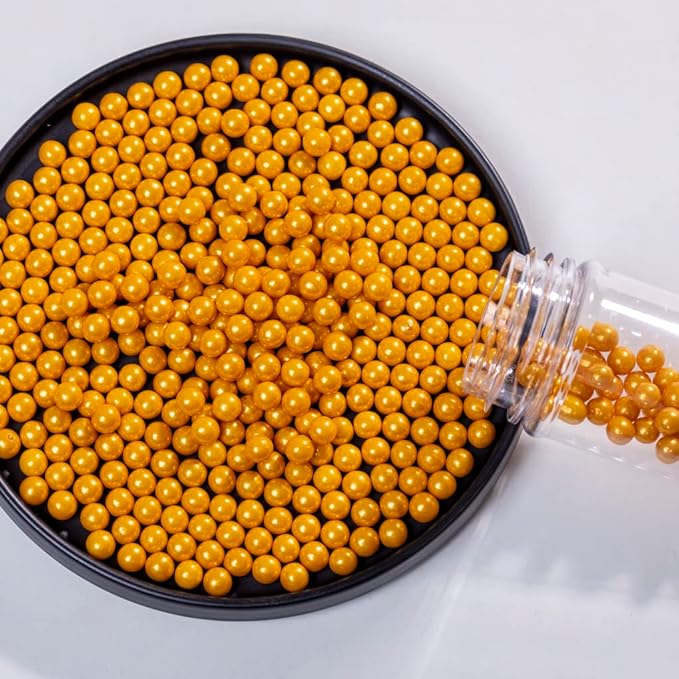 Gold Sprinkles,Cake Sprinkles,Cookie Sprinkles,Sugar Pearl, Edible Candy Pearls 7mm 130g 4.6OZ for Cake Cupcake Decorationg (Gold7mm)