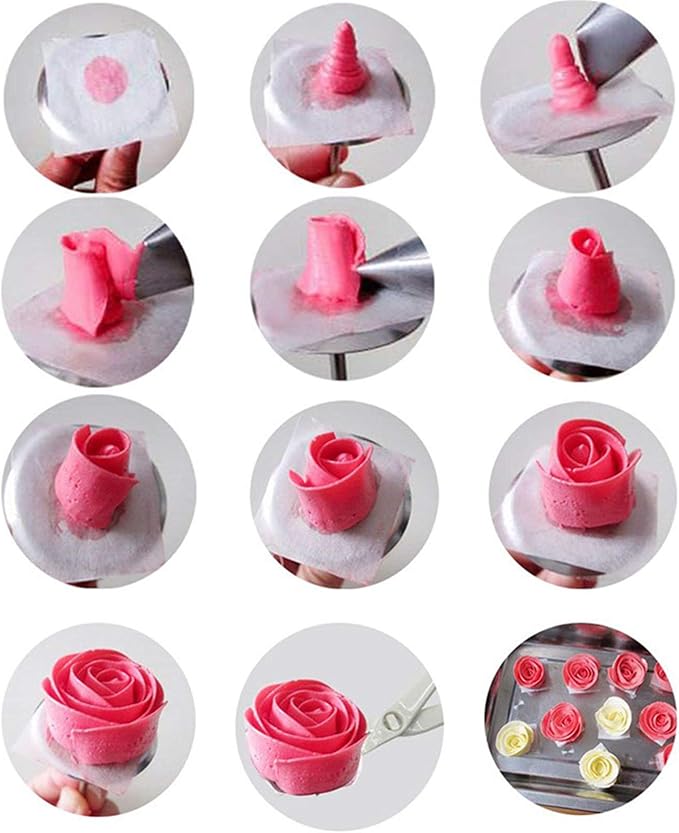 Cake Decorating Tool Kit, 7pcs Stainless Steel Icing Piping Nozzle Tips, 4pcs Cake Flower Nail and 1 Flower Lifters for Cake Fondant Cupcake