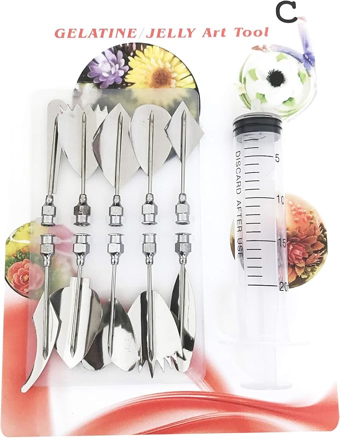 Woohome Art Cake Tools, 3D Gelatin Jelly Tools Includes 60 PCS Gelatin Tools and Making Pudding Pastry Nozzles for Cake Decoration, Jelly Cake making, (Style: ABCDEF)