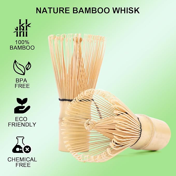 Matcha Whisk, 2-Pack Handmade Matcha Set Accessory Traditional Japanese Chasen, 100-Prong Bamboo Matcha Stirrer Wisk Mixer Brush for Making Ceremonial Macha Tea