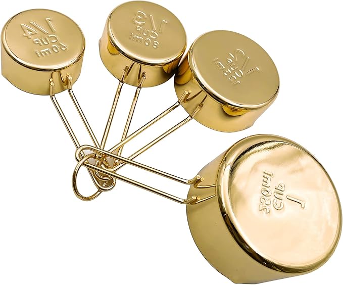 4pcs Stainless Steel Measuring Cups Set Kitchen Accessories Baking Tea Coffee Measuring Tools (gold-4pcs)