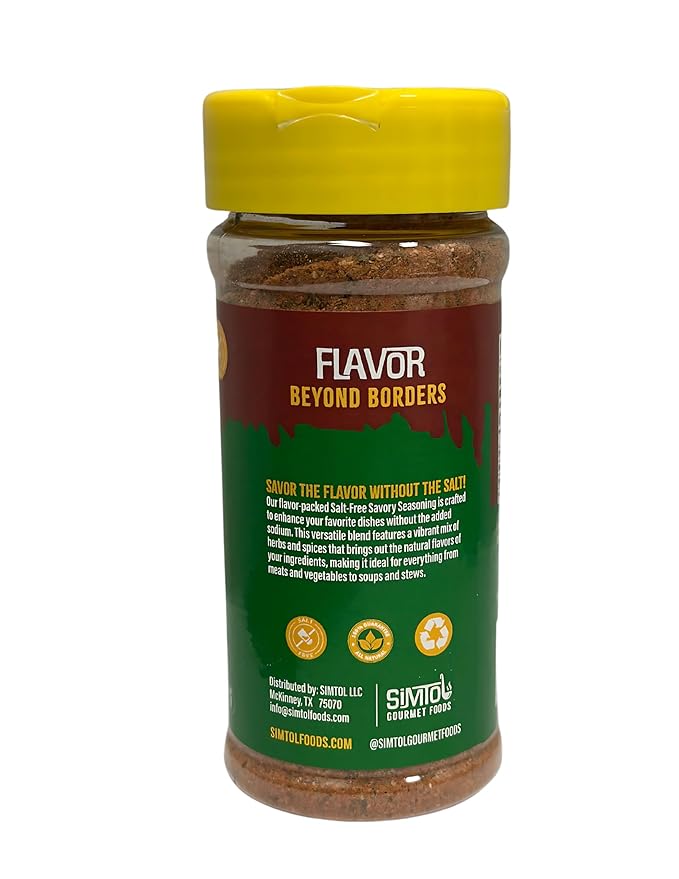 Simtol Foods Savory Roots All Purpose Salt Free Seasoning – Premium Sodium-Free Seasoning Blend for Meat, Veggies, Soups & More – Bold Flavor with No Salt – All Natural, MSG-Free, Non-GMO, 5 oz