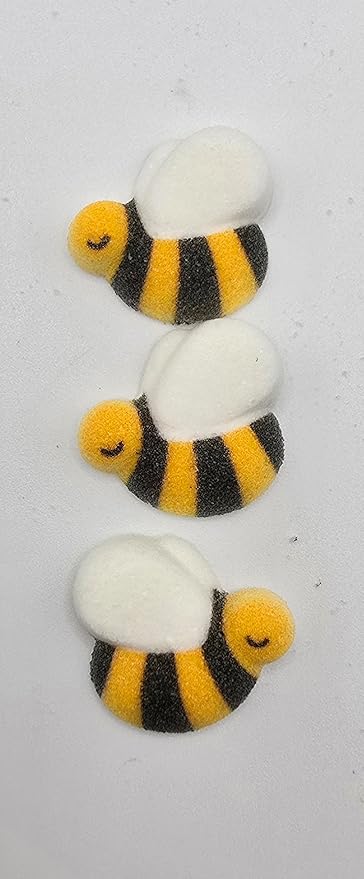 Black and Yellow Bumble Bee Edible Sugar Cake Toppers, 24 Count