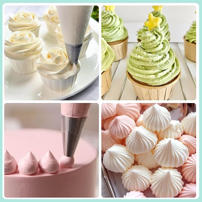 8Pcs Flower Piping Tips Set Stainless Steel Baking Tools Cookies, Cupcakes Rose & Wedding Cake Decorating Icing & Frosting Pastry Nozzles Yiont
