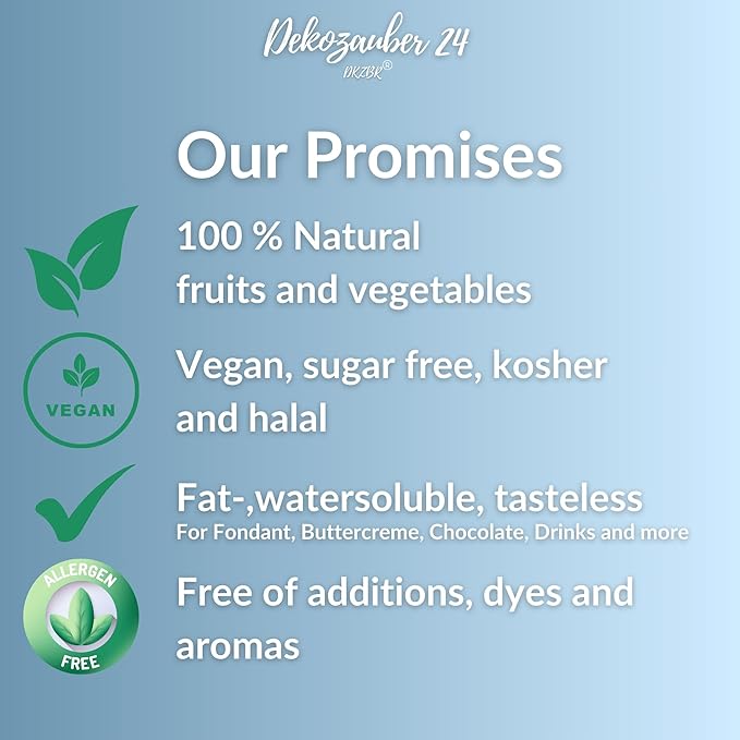 Dekozauber24 Natural blue food coloring, 0.35oz edible powder, dye free, vegan, plant based and gluten free color for baking